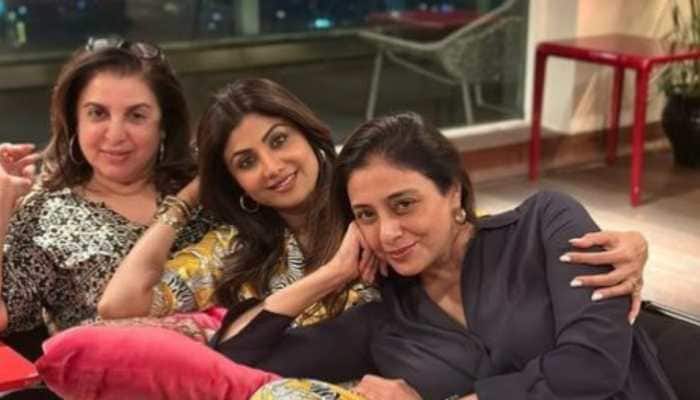 Farah Khan hosts 'Pyajama party' for Tabu and Shilpa Shetty at her home-  SEE PIC | People News | Zee News