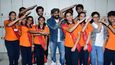 Aditya Seal promotes his latest release 'Rocket Gang' at his school in Mumbai