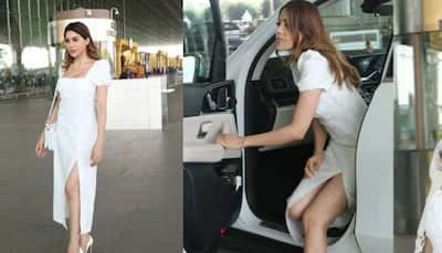 Bigg Boss fame Nikki Tamboli averts OOPS moment in a thigh-high slit dress, netizens trolls her saying 'Sukesh se milne ja rahi...' Watch