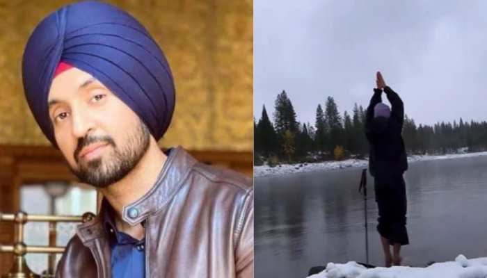 Diljit Dosanjh prays in front of freezing lake, shares video-Watch