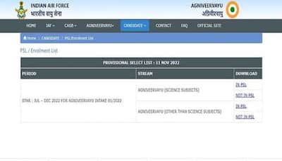 Agniveer Vayu Result 2022: IAF Agniveer merit list RELEASED on agnipathvayu.cdac.in- Direct link here