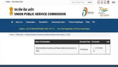UPSC NDA, NA final result 2022 DECLARED at upsc.gov.in- Check merit list here