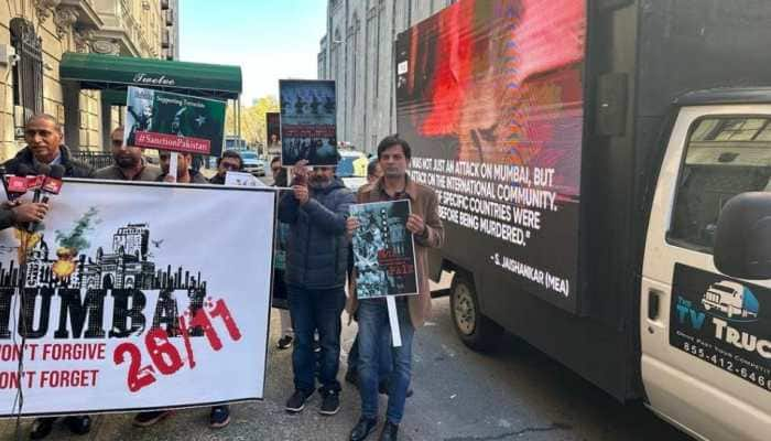 Indian Americans protest outside Pakistan embassy on 14th anniversary of 26/11 terror attacks