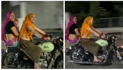Woman in traditional Indian attire riding Royal Enfield bike STUNS internet: Watch viral video