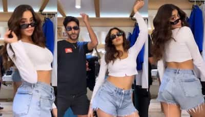 Janhvi Kapoor grooves at 'Karma' in cute denim shorts, fans are impressed- WATCH