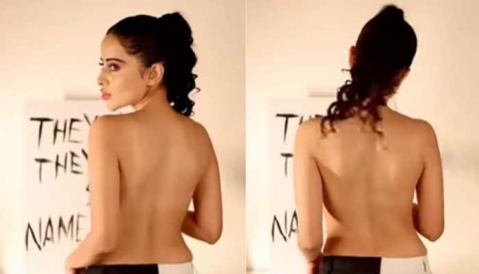 Urfi Javed goes topless again as she poses in front of a canvas, says, ‘They Mad, They Still Nameless’- Watch