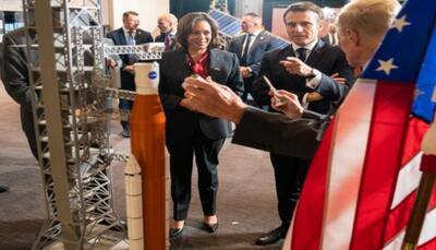 French President Emmanuel Macron’s US tour starts, meets Kamala Harris at NASA headquarters