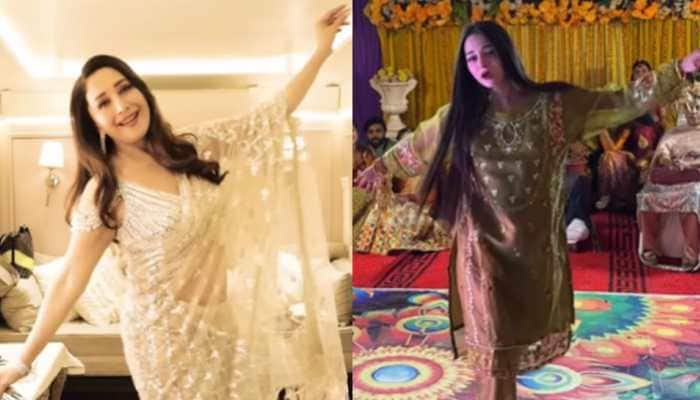 Madhuri Dixit follows Tu Aaja trend in new reel, fans call it &#039;cringe&#039;- WATCH