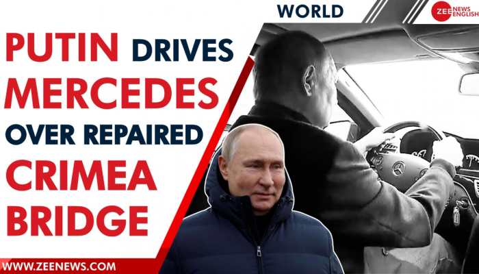 Vladimir Putin Drives Mercedes Over The Repaired Crimea Bridge After ...