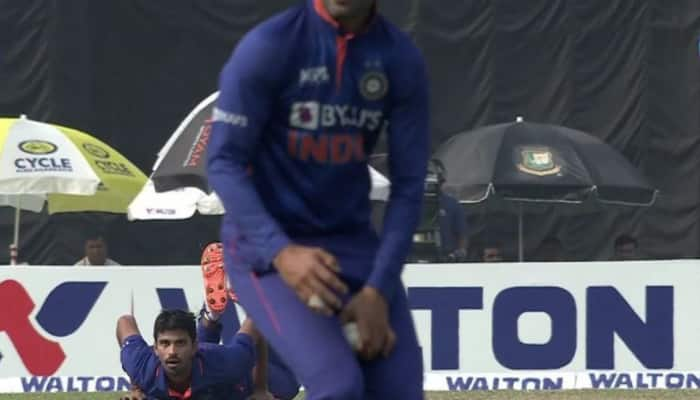 WATCH: Shikhar Dhawan completes CATCH after ball gets STUCK between his knees to dismiss Shakib Al Hasan