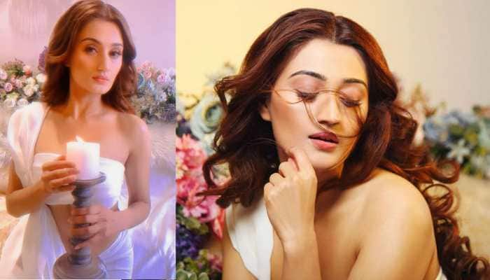 Actress Aarushi Nishank&#039;s super hot and dreamy video in white corset blouse and saree looks enchanting - Watch