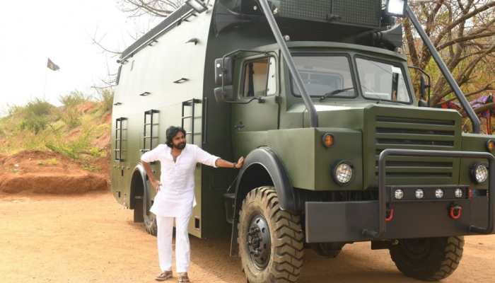 Pawan Kalyan’s ‘Army&#039; vehicle-inspired election campaign vehicle lands actor-politician in trouble? Check pics