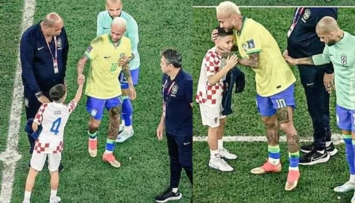 WATCH: Croatia player Ivan Perisic&#039;s son CONSOLES teary-eyed Neymar after Brazil CRASHED out of FIFA World Cup
