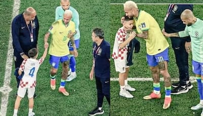 WATCH: Croatia player Ivan Perisic's son CONSOLES teary-eyed Neymar after Brazil CRASHED out of FIFA World Cup