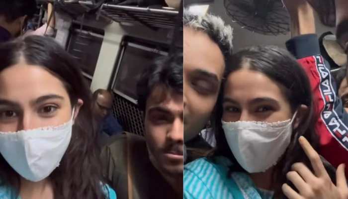 Sara Ali Khan greets fans with her iconic ‘Namaste’ as she rides in Mumbai’s local train- Watch 