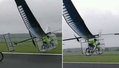 'CRAZY' Man takes flight on aeroplane made using bicycle: Watch VIRAL video