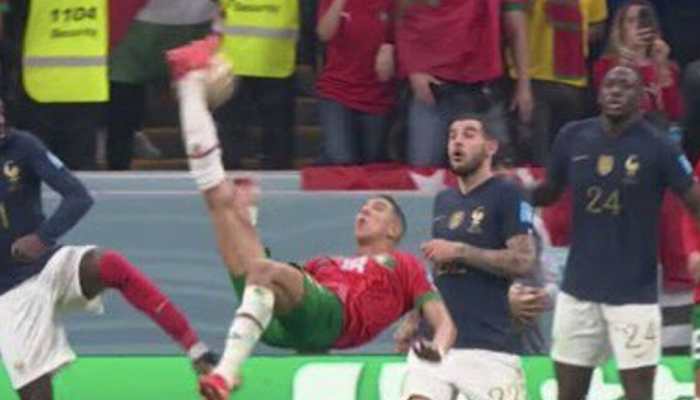 WATCH: El Yamiq&#039;s acrobatic BICYCLE kick attempt to level score in FIFA World Cup 2022 semifinal