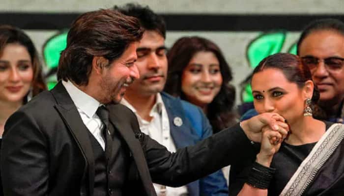 Rani Mukerji plants a kiss on Shah Rukh Khan&#039;s hand at KIFF, video goes VIRAL