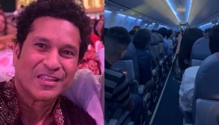 WATCH: Sachin Tendulkar fans chant 'Sachin-Sachin' midflight, cricket ICON reacts, says 'Unfortunately, the seatlbelt sign...'  