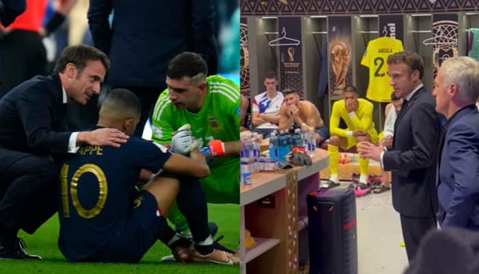 FIFA World Cup Final: French President consoles Mbappe, other France players in locker room after their defeat to Messi&#039;s Argentina - WATCH