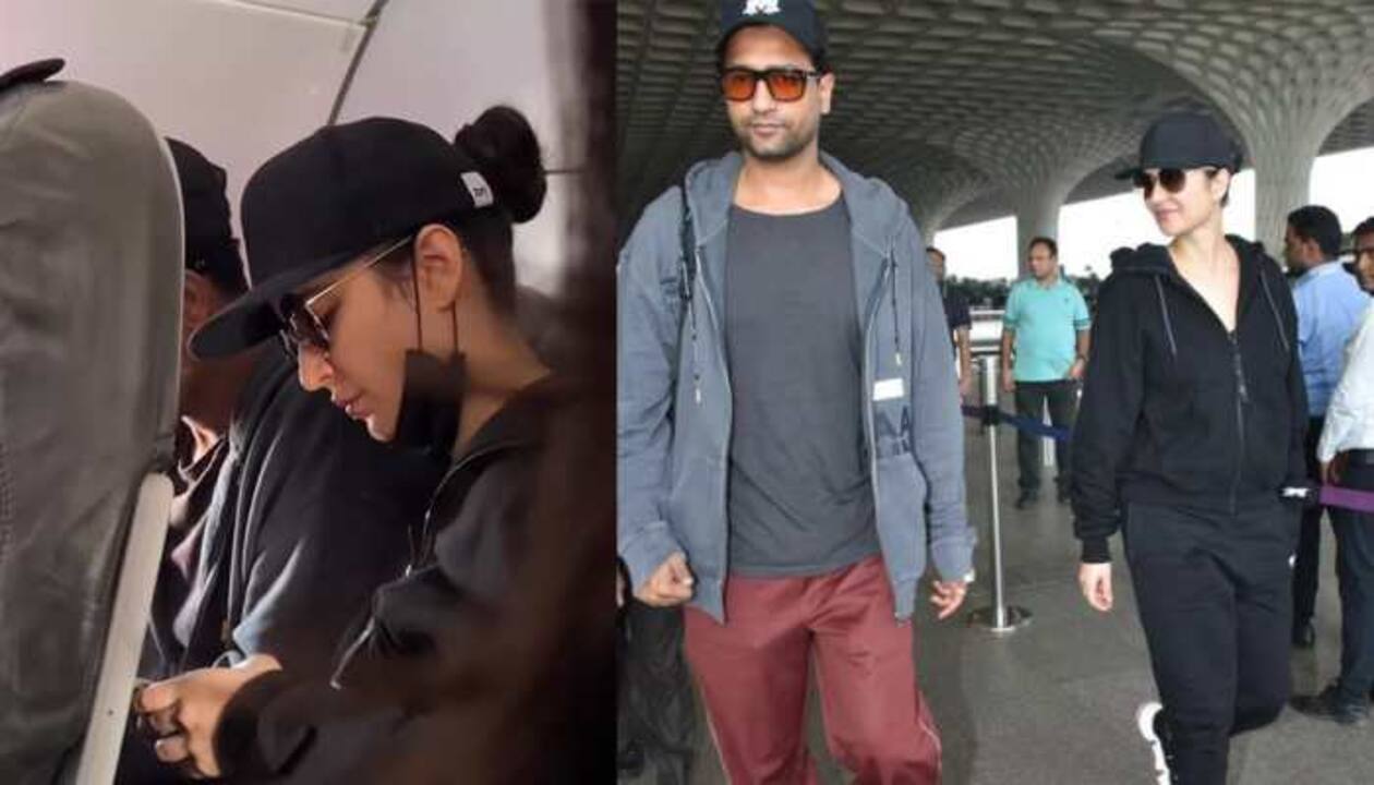 Katrina Kaif- Vicky Kaushal travel in economy class, netizens react to  their viral airplane video! | People News | Zee News