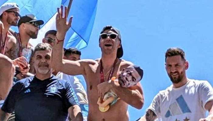 Emiliano Martinez MOCKS Kylian Mbappe alongside Lionel Messi during Argentina&#039;s FIFA World Cup win parade