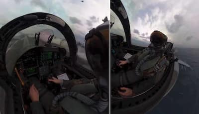 Cockpit view of fighter jet pilot taking off from naval aircraft carrier will give you goosebumps: WATCH