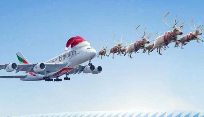 Video of Emirates plane being pulled by Santa&#039;s Reindeers on Christmas goes VIRAL: WATCH