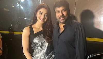 Urvashi Rautela blushes on stage when megastar Chiranjeevi holds her hands, happily flirts with Boss Party actress - Watch