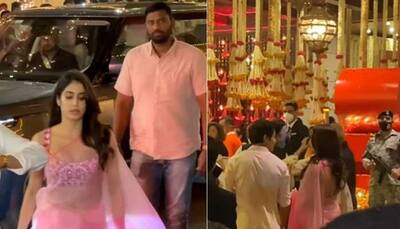 Janhvi Kapoor wears soft pink saree, walks in with rumoured boyfriend Shikhar Pahariya to starry party - Watch