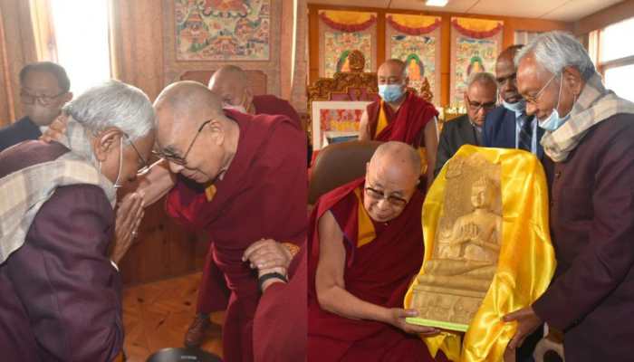 Bihar CM Nitish Kumar meets Dalai Lama in Bodh Gaya, offers prayers at Maha Bodhi temple