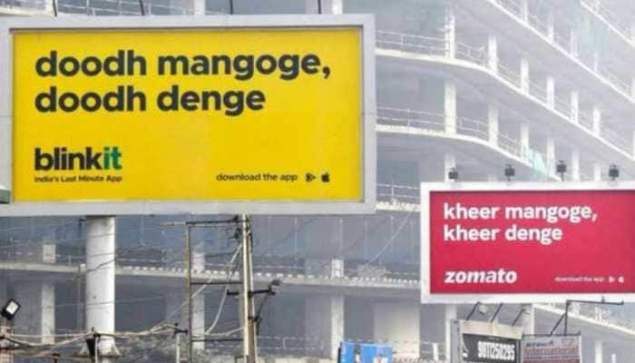 &#039;Dhoodh Mangoge...&#039;: Blinkit, Zomato billboard collab leaves netizens excited