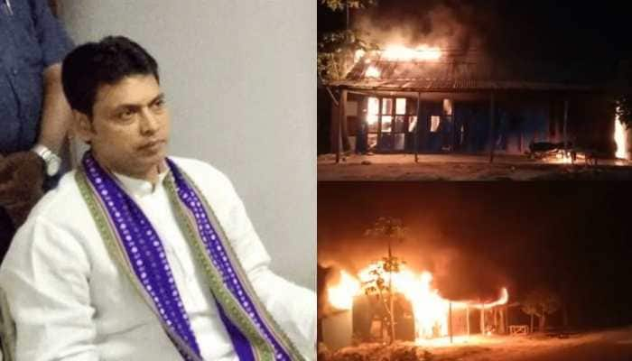 VIDEO: Former Tripura CM&#039;s ancestral home set on fire, nearby cars vandalised