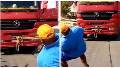 Viral video: Egypt man pulls 15,730 kg truck with teeth, sets Guinness record