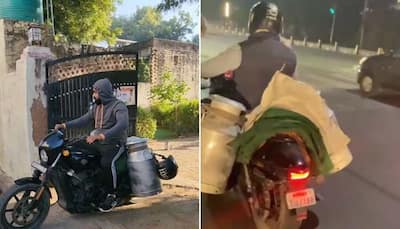 Man delivering milk on Rs 5 lakh Harley Davidson with 'Gujjar' number plate goes viral: WATCH