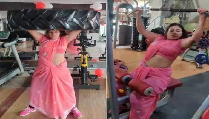Viral Video: Woman works out at gym, lifts weights in &#039;SAREE&#039;, netizens react- WATCH