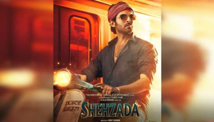 Shehzada first look poster: Kartik Aaryan dons a gamcha, rides scooter in swag- SEE PIC 