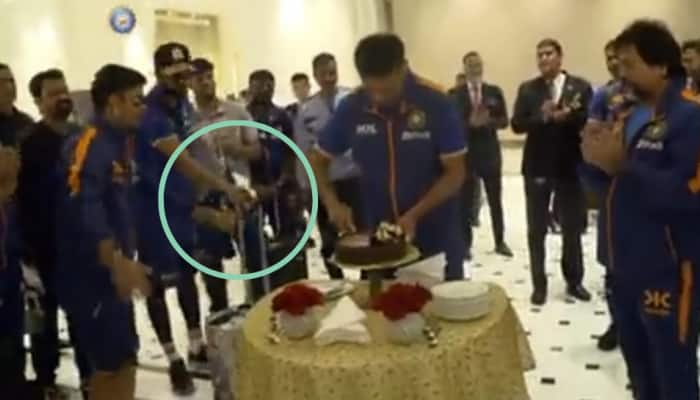 WATCH: Ishan Kishan almost RUINS Rahul Dravid&#039;s birthday cake with a suitcase ahead of the IND vs SL 2nd ODI