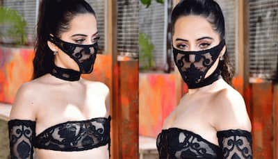 Urfi Javed grabs eyeballs in see-through black outfit, gets trolled for her bizarre mask 