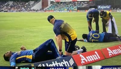 Watch: Sri Lanka's Jeffrey Vandersay and Ashen Bandara get into NASTY collision, stretched off field