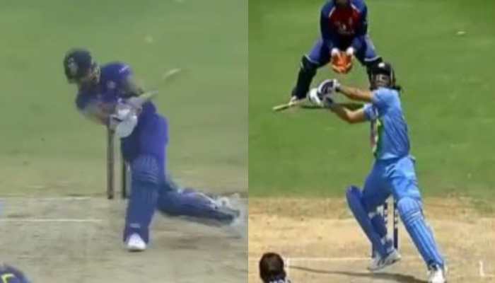 Watch: Virat Kohli does a MS Dhoni, plays a &#039;Helicopter Shot&#039; for a six vs Sri Lanka in 3rd ODI