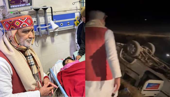 Union Minister Ashwini Choubey&#039;s convoy car falls into a pit in Bihar, five cops injured
