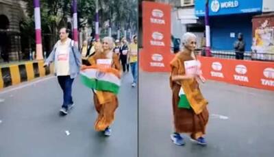 80-year-old woman runs Mumbai marathon in saree and sneakers, netizens call it 'inspiring'- Watch video