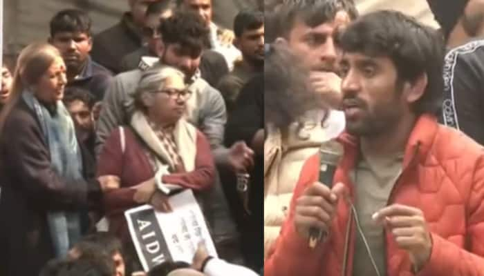 &#039;Madam neeche aa jaaiye&#039;: Bajrang Punia requests Brinda Karat to go off stage, not to &#039;politicise&#039; wrestler&#039;s dharna, WATCH