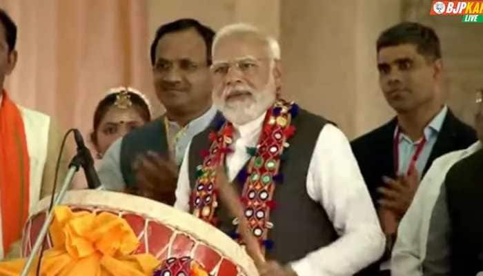 Watch Crowd Cheers As Pm Narendra Modi Plays Traditional Drum During