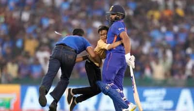WATCH: Pitch invader hugs Rohit Sharma during India vs New Zealand 2nd ODI, India captain tells security to calm down
