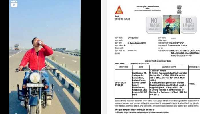 Ghaziabad youth makes Instagram reel on Royal Enfield bike while drinking beer; fined Rs 31,000