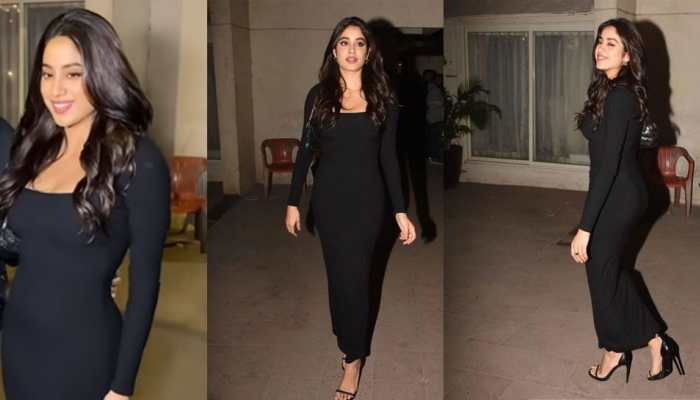 Janhvi Kapoor Looks Super Hot in a Black Bodycon dress for Varun Dhawan's Party - Watch