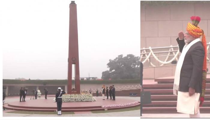 PM Modi pays Respect to the War Heroes Before the Republic Day Celebrations at National War Memorial