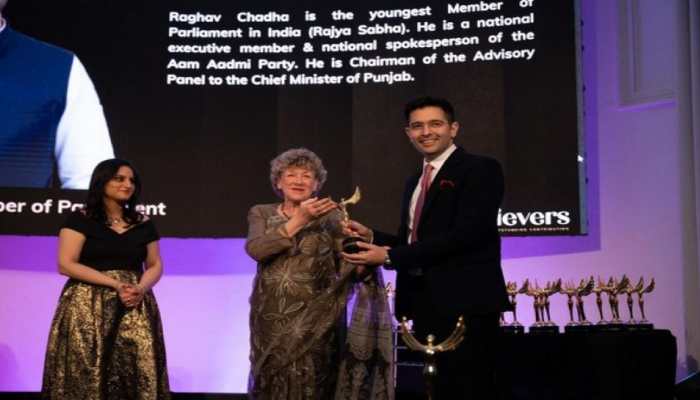 AAP's MP Raghav Chadha Receives The 'India UK Outstanding Achievers Honour' in London